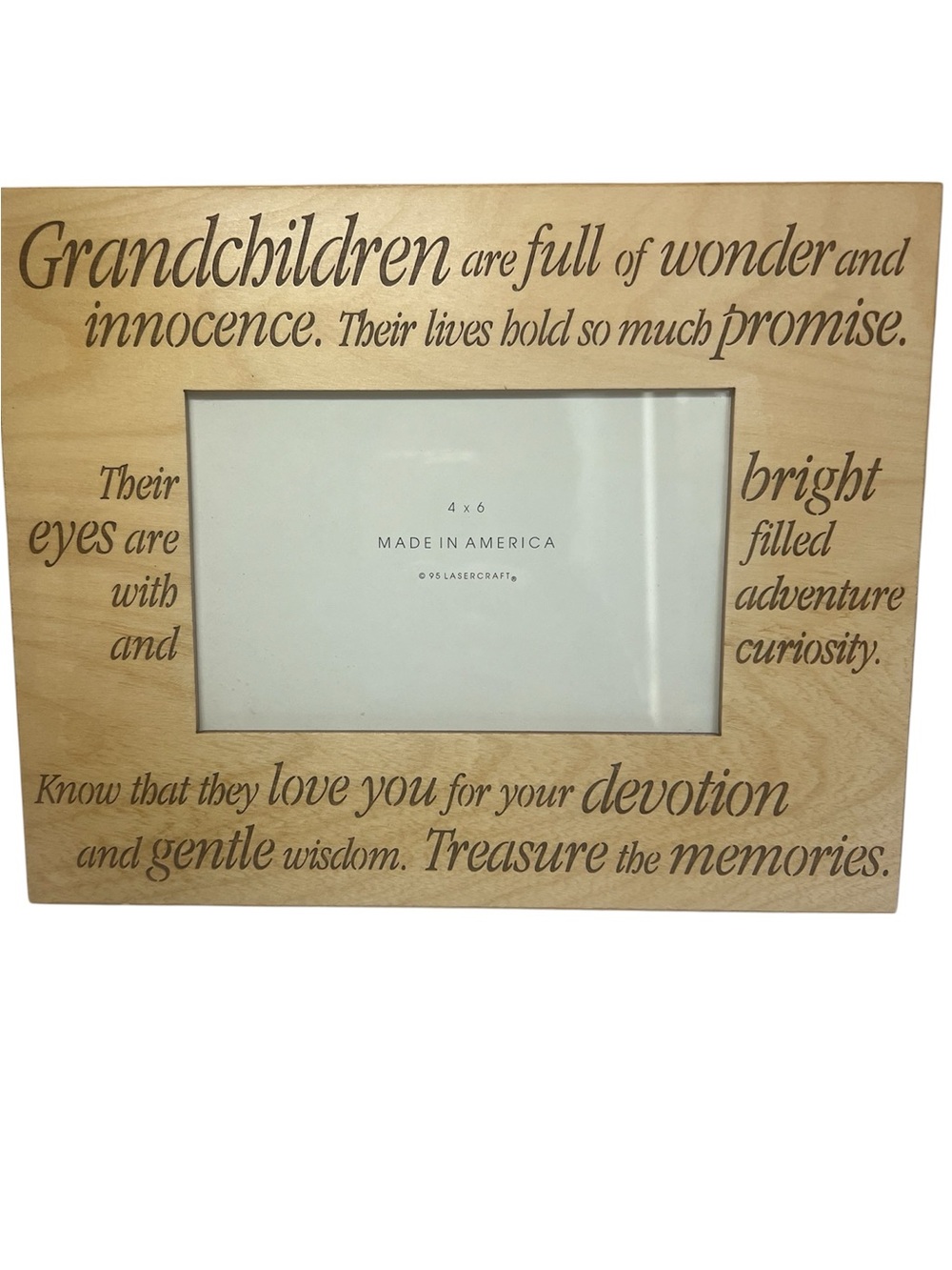 Grandchildren Laser Wooden 4 x 6  Picture Frame by Lasercraft.  NWT